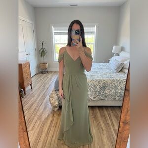David’s Bridal Sage Green Bridesmaid Dress